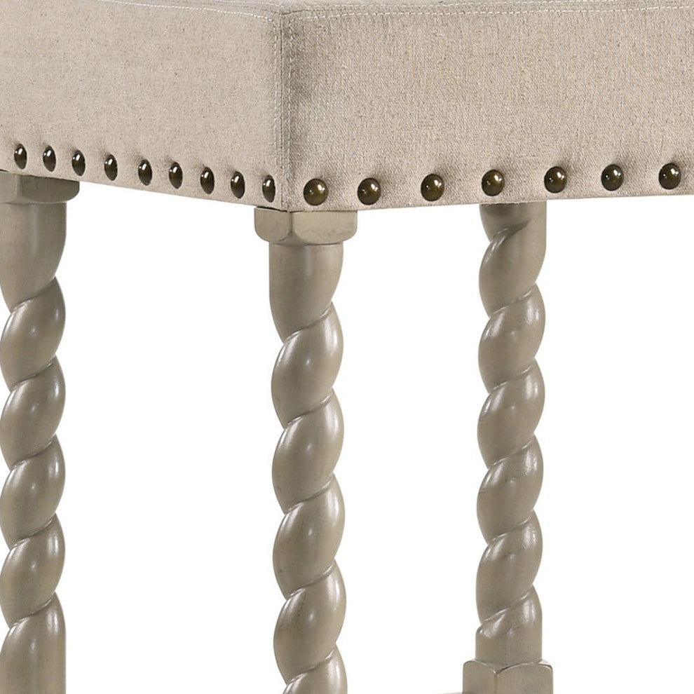 30" Cream And Gray Backless Bar Height Chair With Footrest By Homeroots | Bar Stools | Modishstore - 3