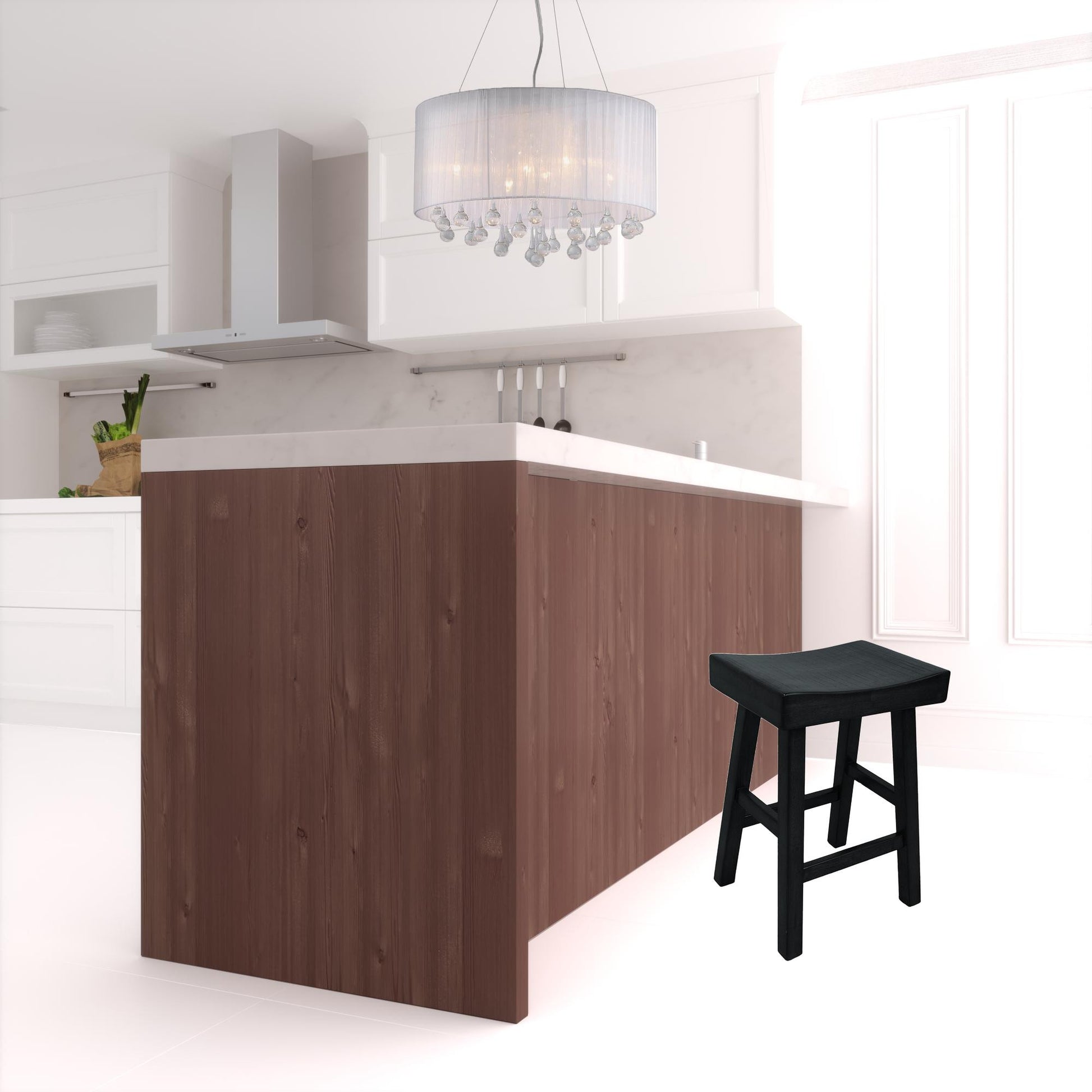 25" Black Backless Counter Height Bar Chair With Footrest By Homeroots | Bar Stools | Modishstore - 2