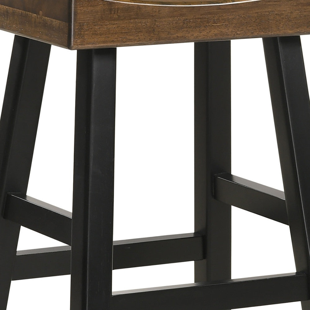 25" Brown And Black Backless Counter Height Bar Chair With Footrest By Homeroots | Bar Stools | Modishstore - 3