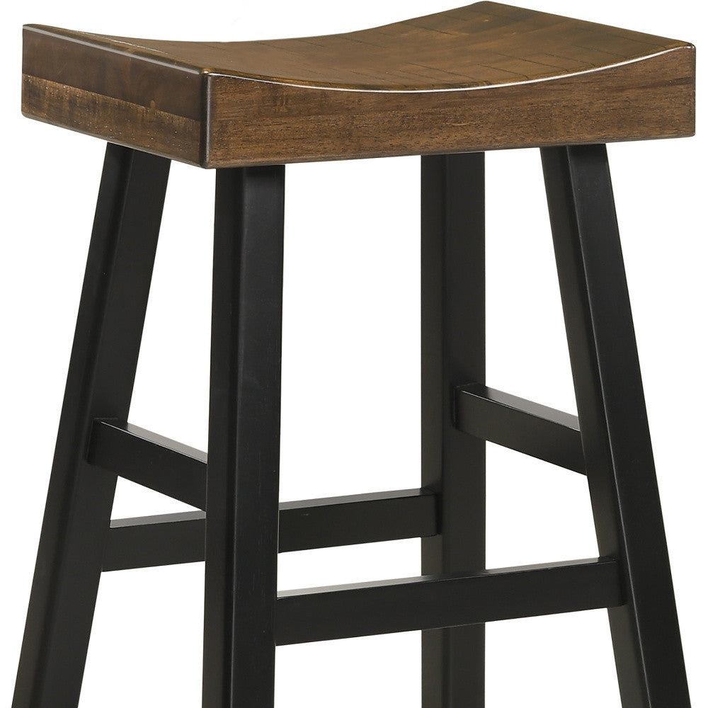 25" Brown And Black Backless Counter Height Bar Chair With Footrest By Homeroots | Bar Stools | Modishstore - 4