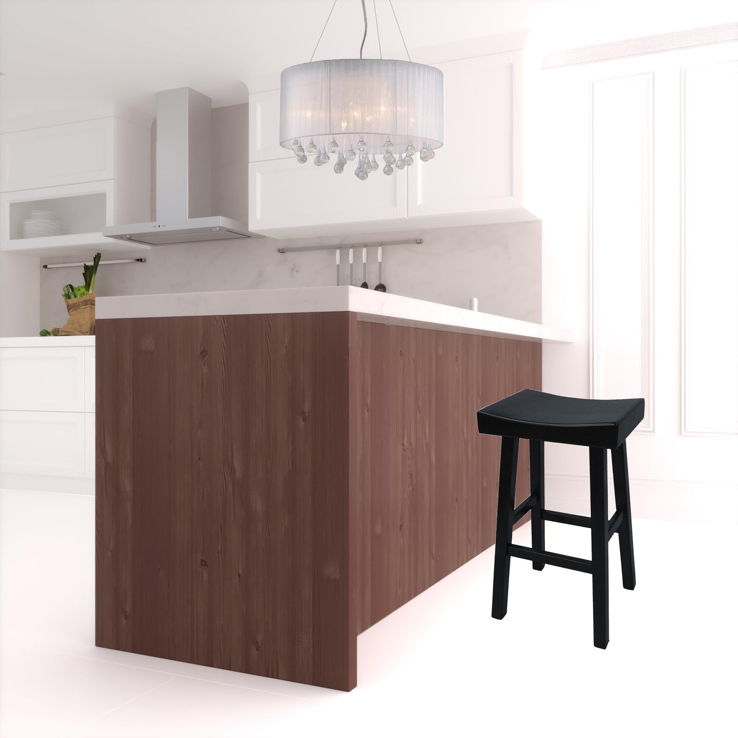 30" Black Backless Bar Height Chair With Footrest By Homeroots | Bar Stools | Modishstore - 2