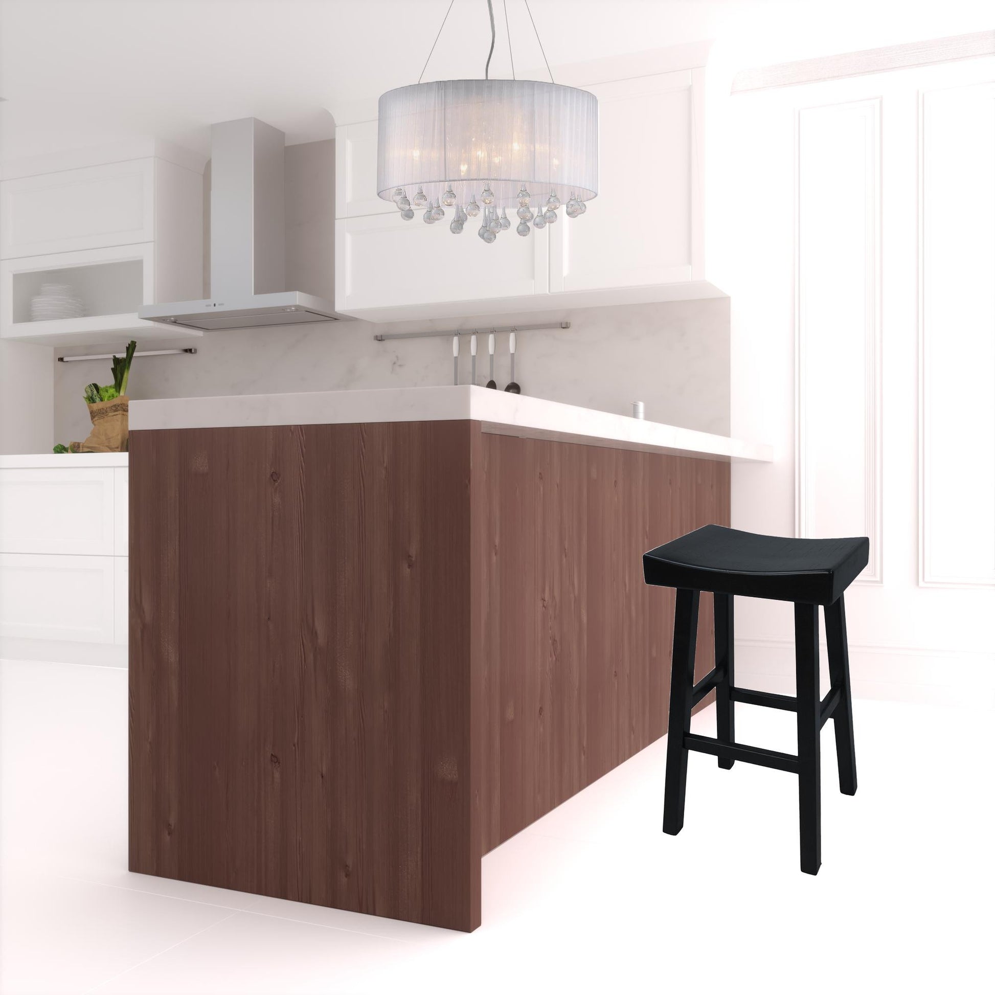 30" Black Backless Bar Height Chair With Footrest By Homeroots | Bar Stools | Modishstore - 2