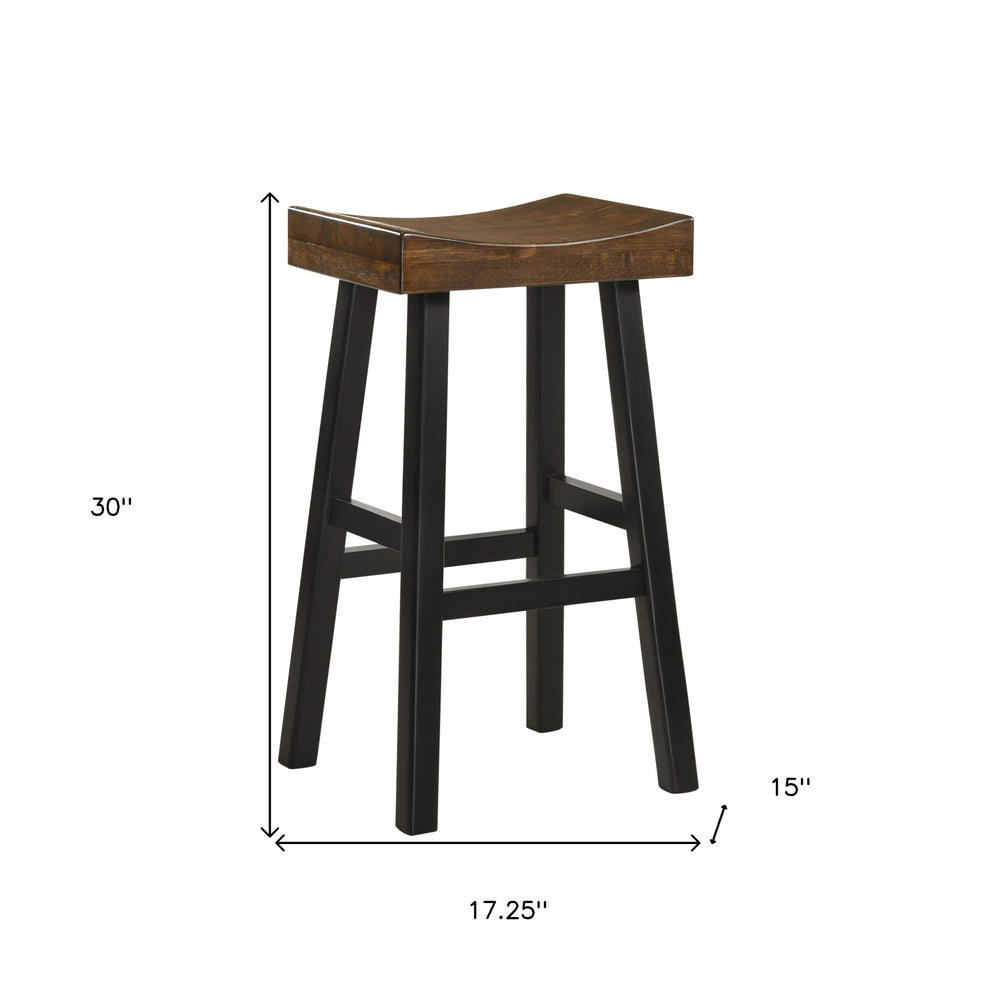 30" Brown And Black Backless Bar Height Bar Chair With Footrest By Homeroots | Bar Stools | Modishstore - 5