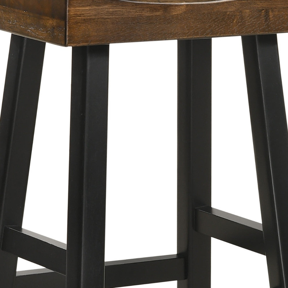 30" Brown And Black Backless Bar Height Bar Chair With Footrest By Homeroots | Bar Stools | Modishstore - 3