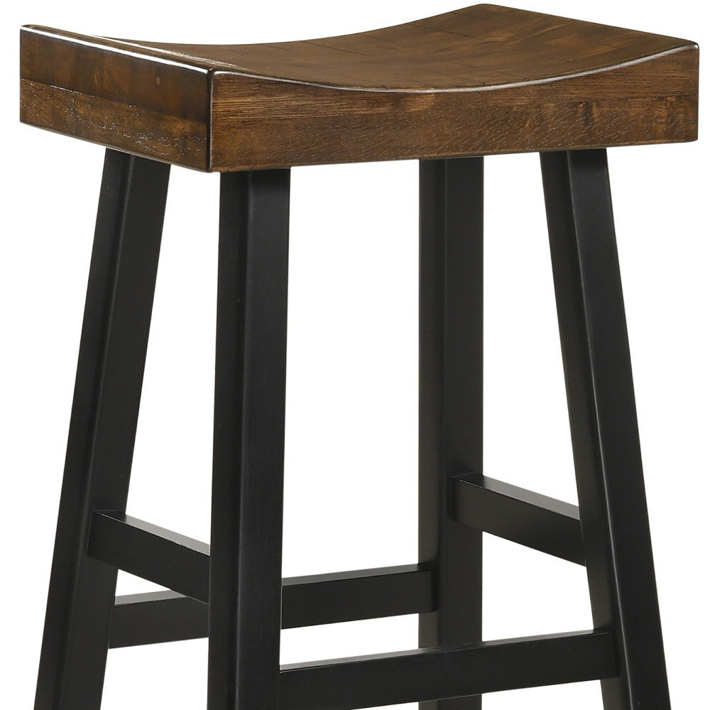 30" Brown And Black Backless Bar Height Bar Chair With Footrest By Homeroots | Bar Stools | Modishstore - 4