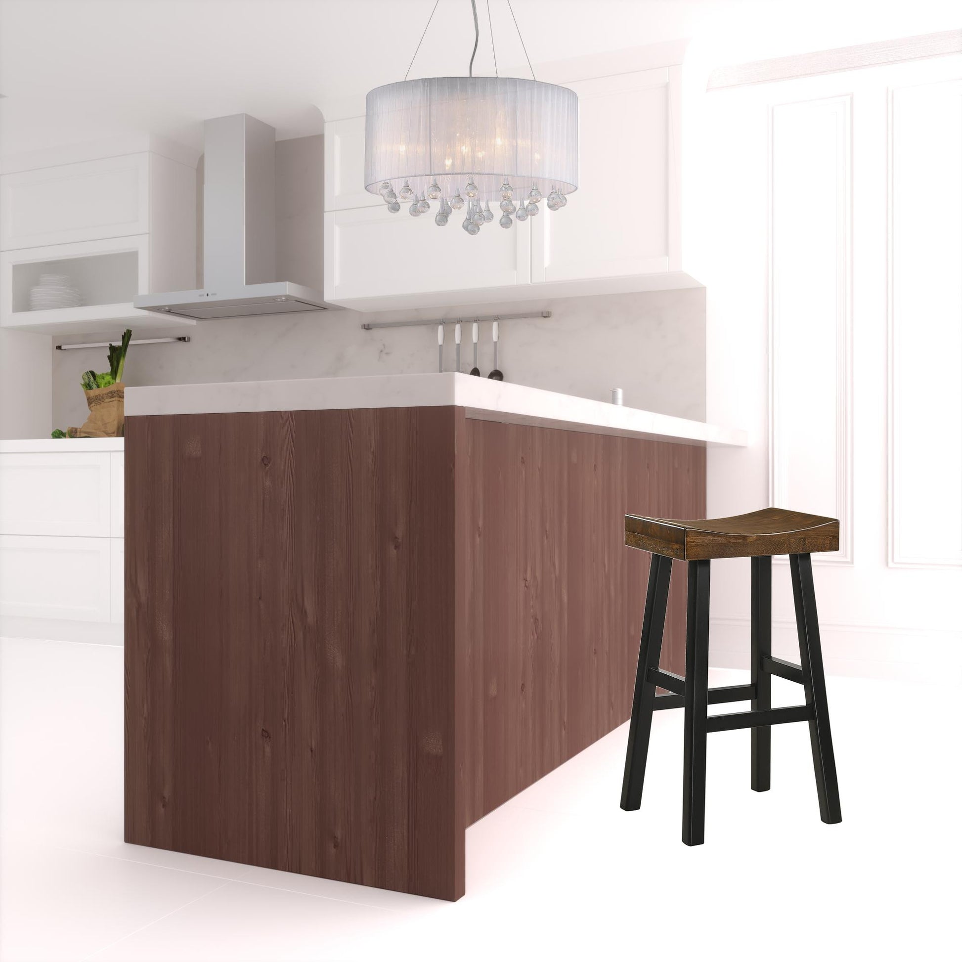 30" Brown And Black Backless Bar Height Bar Chair With Footrest By Homeroots | Bar Stools | Modishstore - 2