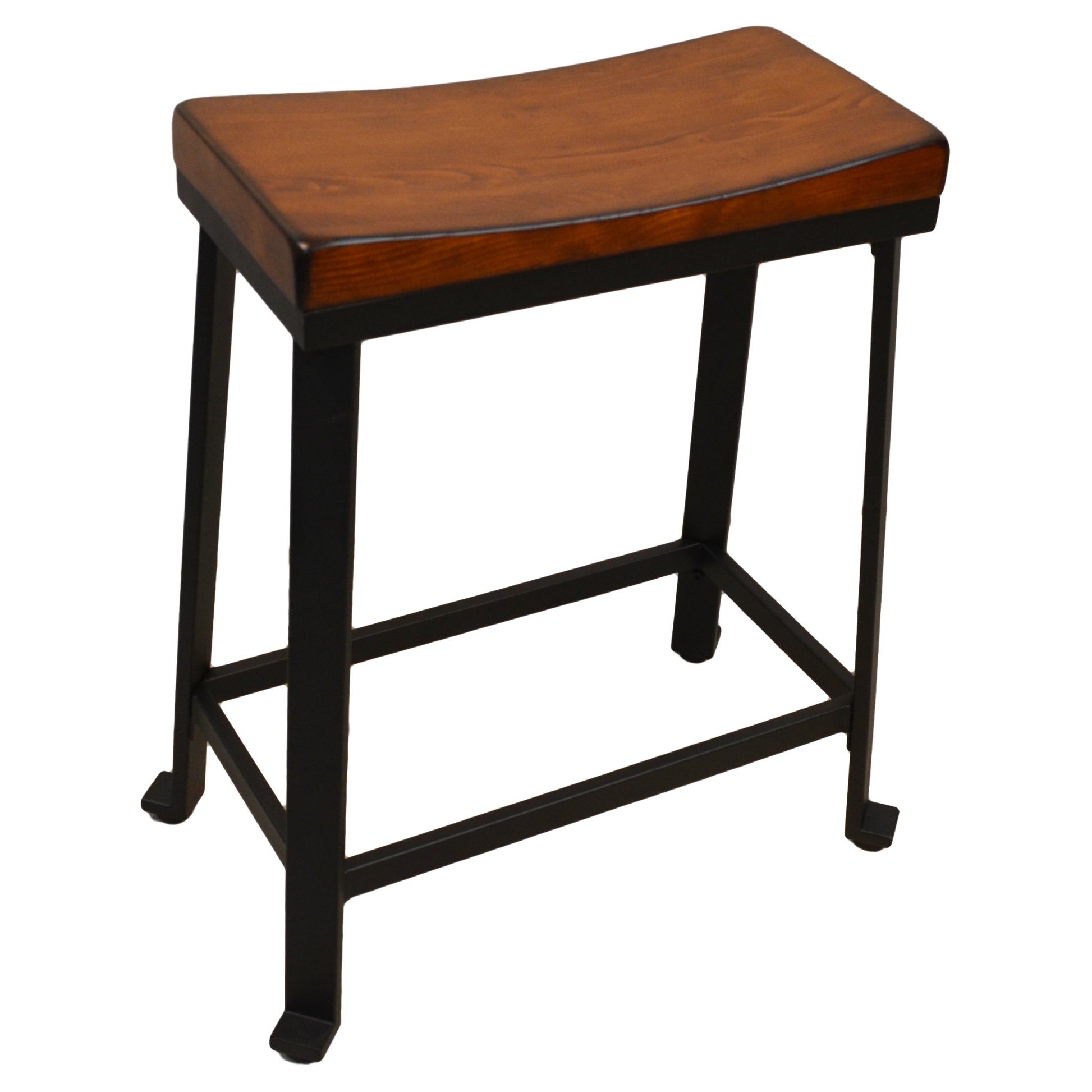 24" Chestnut And Black Steel Backless Counter Height Bar Chair With Footrest By Homeroots | Bar Stools | Modishstore