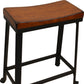 24" Chestnut And Black Steel Backless Counter Height Bar Chair With Footrest By Homeroots