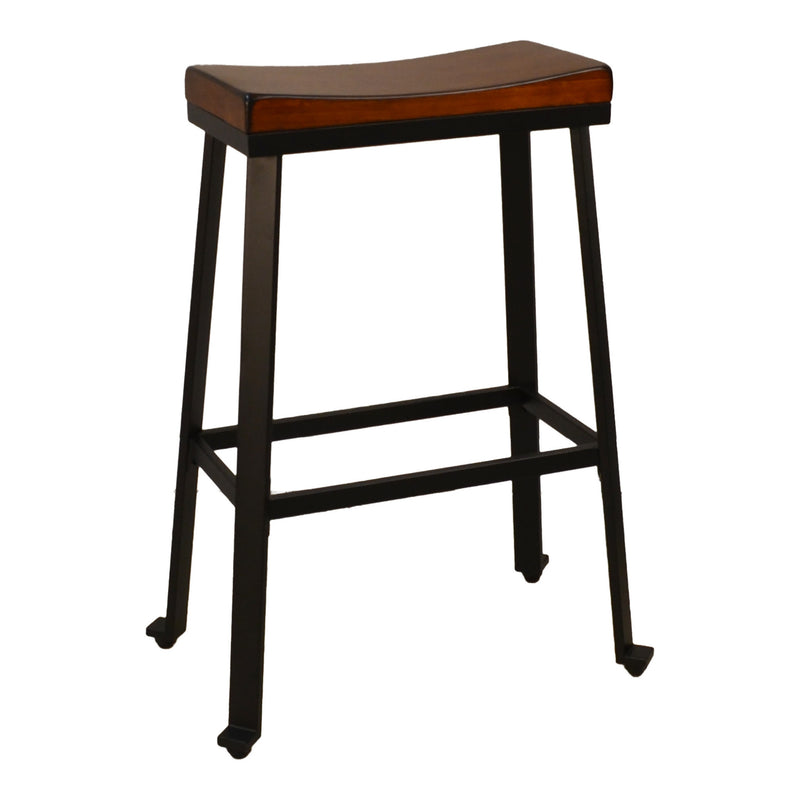 30" Chestnut And Black Steel Backless Bar Height Chair With Footrest By Homeroots | Bar Stools | Modishstore