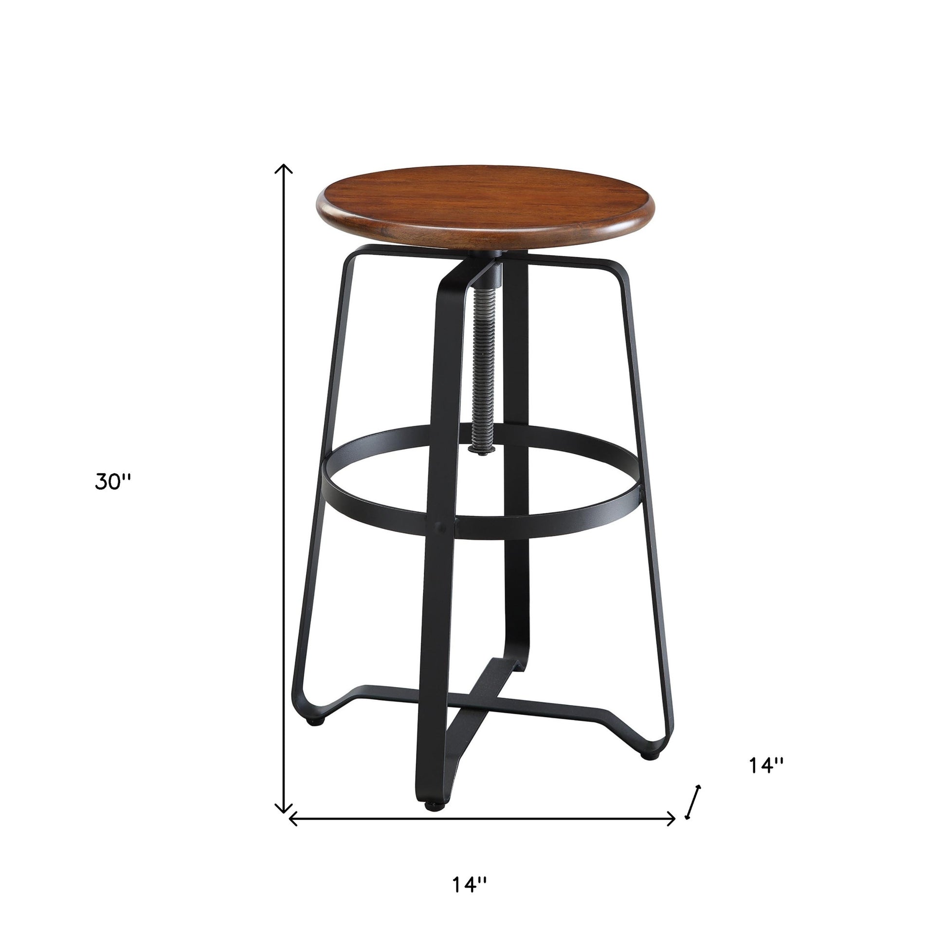 30" Chestnut Steel Swivel Backless Adjustable Height Bar Chair With Footrest By Homeroots | Bar Stools | Modishstore - 5