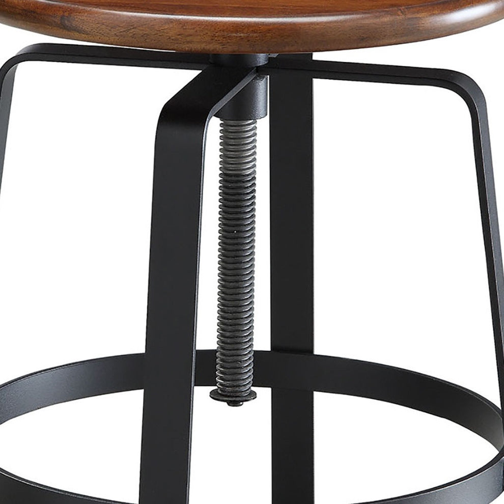 30" Chestnut Steel Swivel Backless Adjustable Height Bar Chair With Footrest By Homeroots | Bar Stools | Modishstore - 3