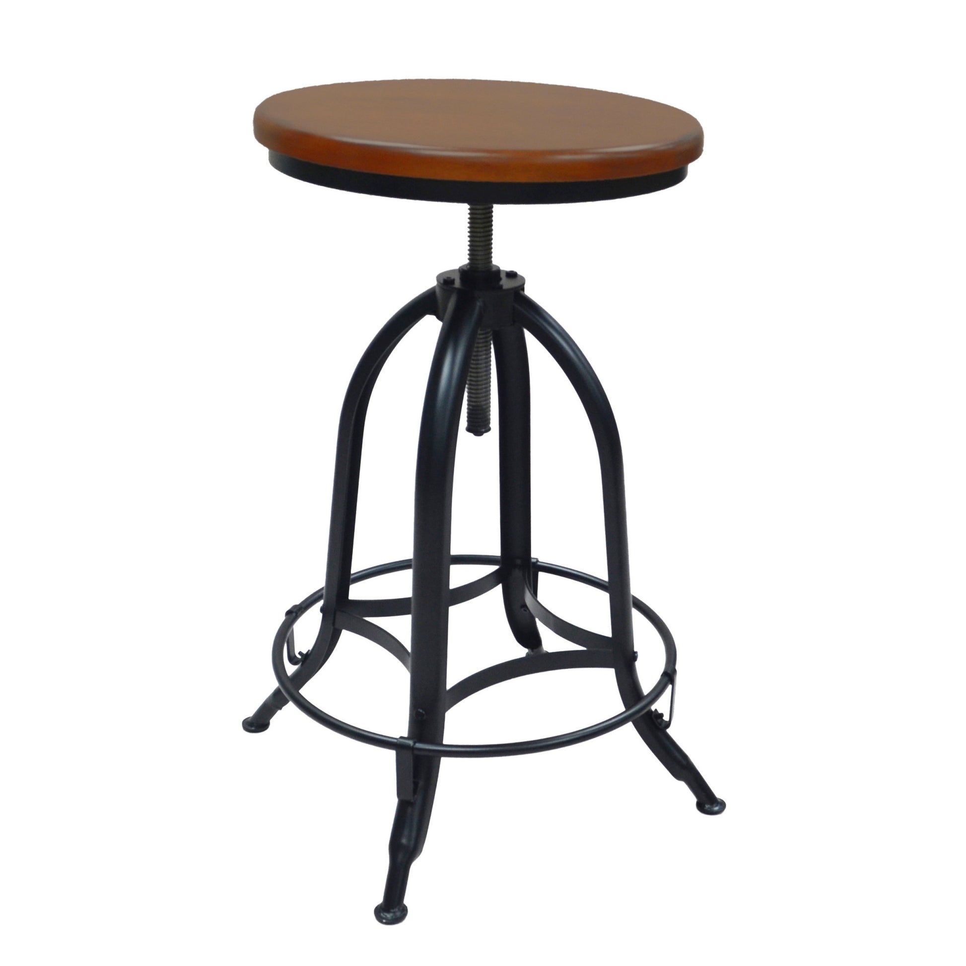 30" Chestnut And Black Swivel Backless Adjustable Height Bar Chair With Footrest By Homeroots | Bar Stools | Modishstore