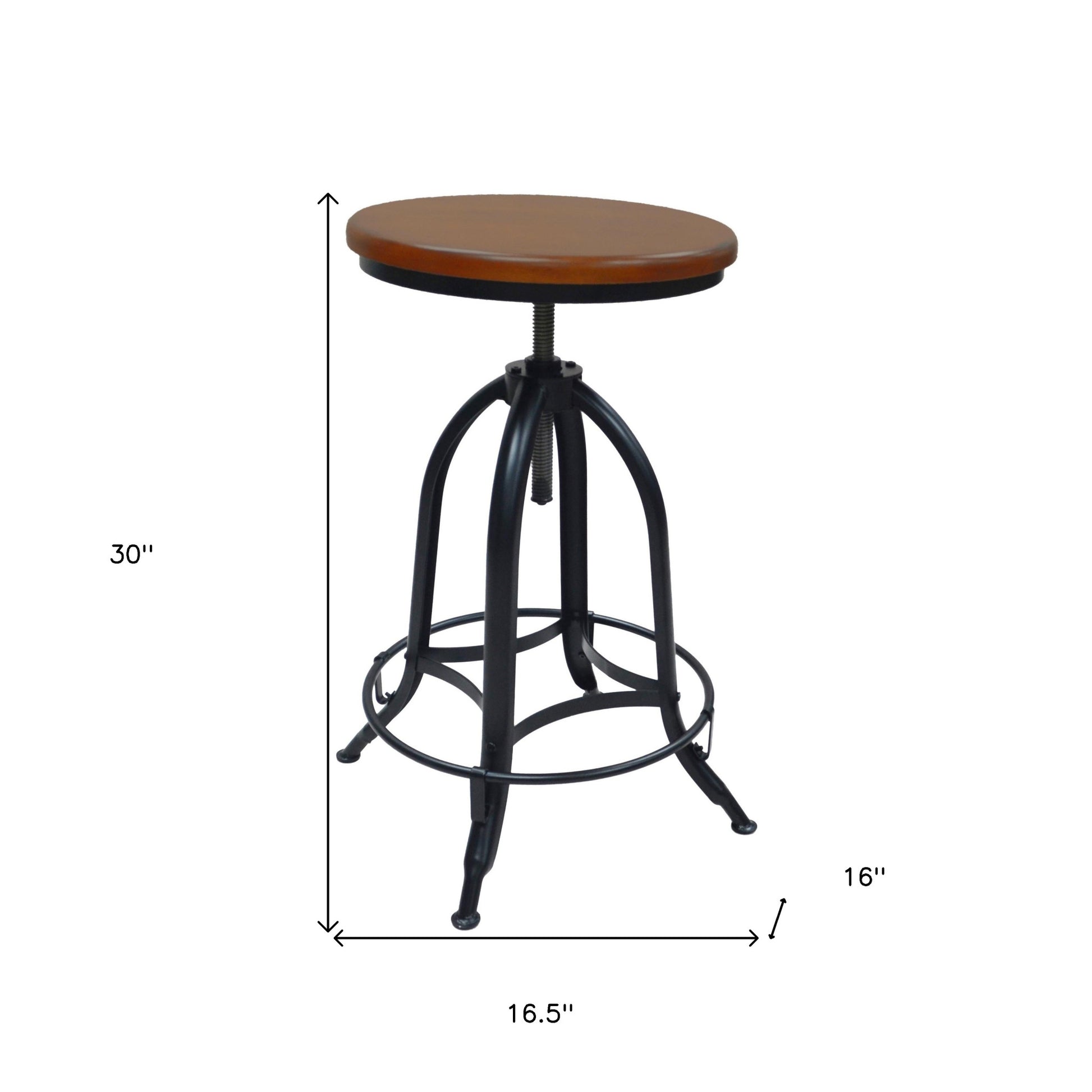 30" Chestnut And Black Swivel Backless Adjustable Height Bar Chair With Footrest By Homeroots | Bar Stools | Modishstore - 5