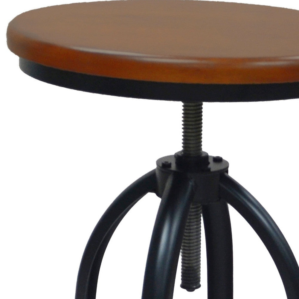 30" Chestnut And Black Swivel Backless Adjustable Height Bar Chair With Footrest By Homeroots | Bar Stools | Modishstore - 3