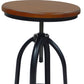 30" Chestnut And Black Swivel Backless Adjustable Height Bar Chair With Footrest By Homeroots