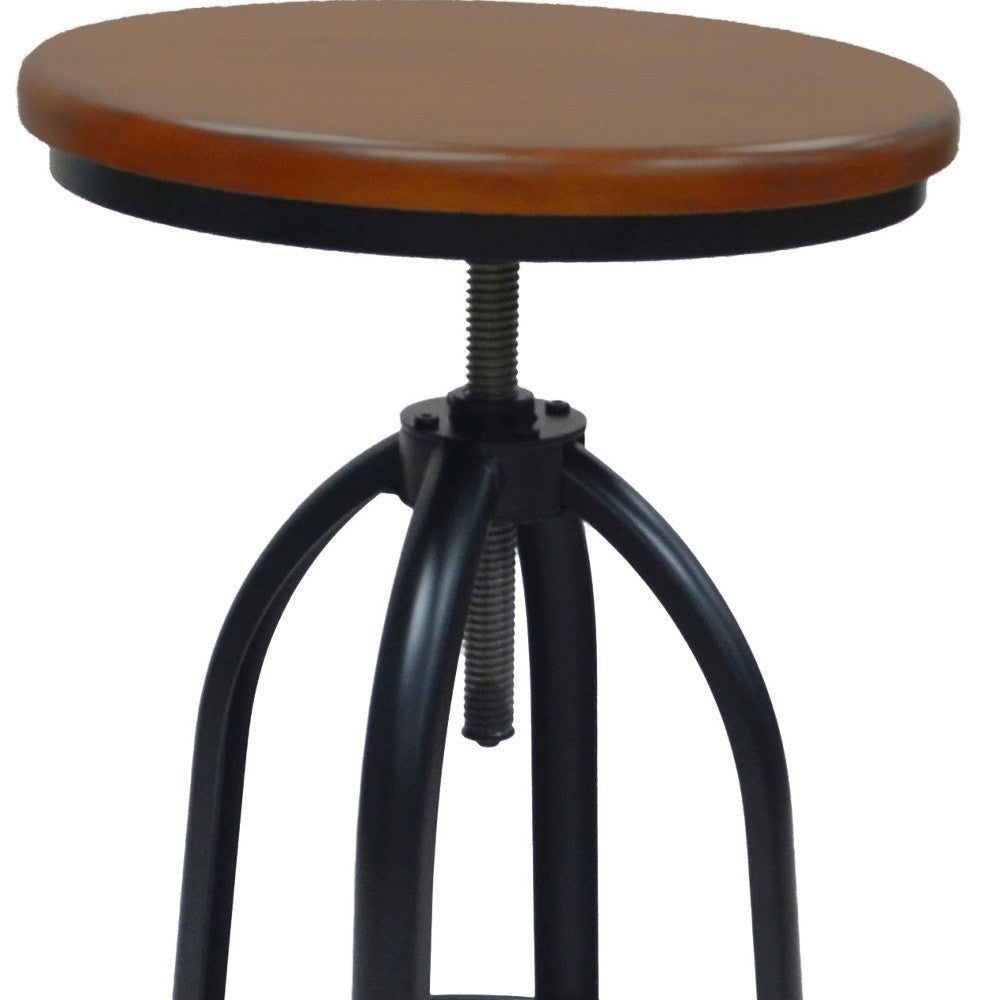 30" Chestnut And Black Swivel Backless Adjustable Height Bar Chair With Footrest By Homeroots | Bar Stools | Modishstore - 4