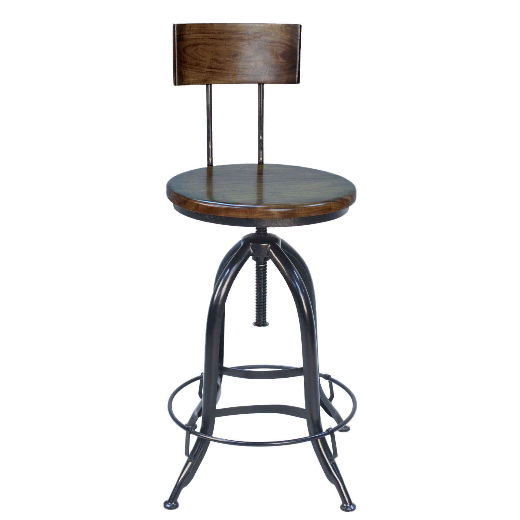 41" Chestnut And Black Swivel Low Back Adjustable Height Bar Chair With Footrest By Homeroots | Bar Stools | Modishstore