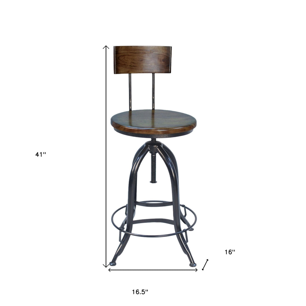 41" Chestnut And Black Swivel Low Back Adjustable Height Bar Chair With Footrest By Homeroots | Bar Stools | Modishstore - 5