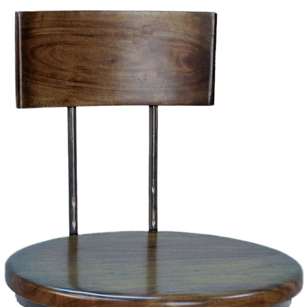 41" Chestnut And Black Swivel Low Back Adjustable Height Bar Chair With Footrest By Homeroots | Bar Stools | Modishstore - 4