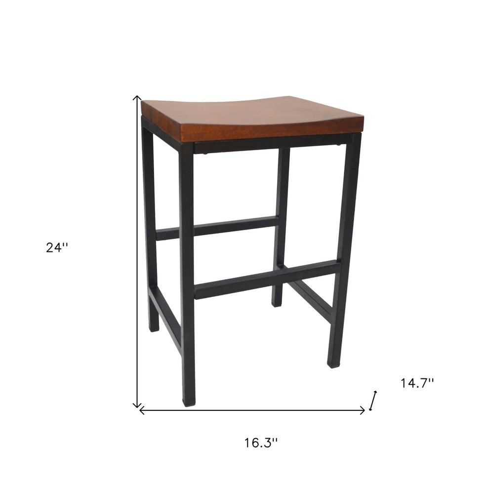 24" Chestnut Brown and Black Backless Counter Height Bar Chair With Footrest By Homeroots | Bar Stools | Modishstore - 5