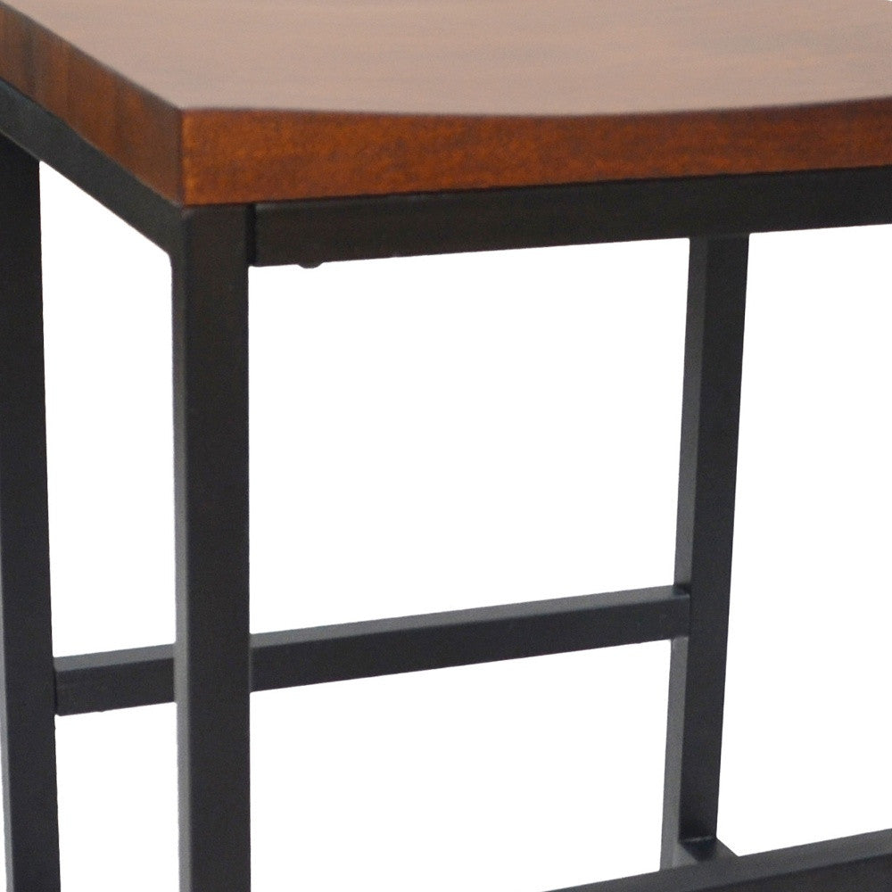 24" Chestnut Brown and Black Backless Counter Height Bar Chair With Footrest By Homeroots | Bar Stools | Modishstore - 3