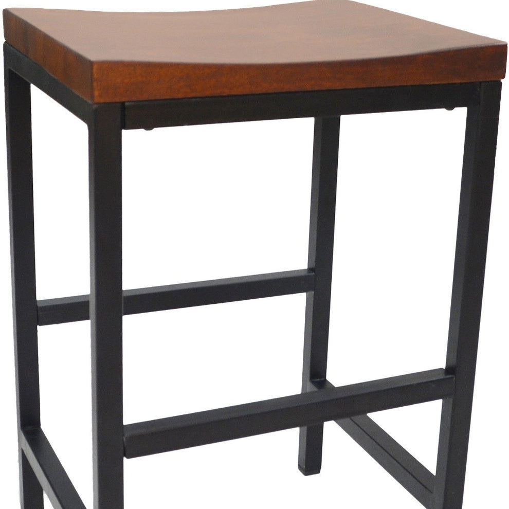 24" Chestnut Brown and Black Backless Counter Height Bar Chair With Footrest By Homeroots | Bar Stools | Modishstore - 4