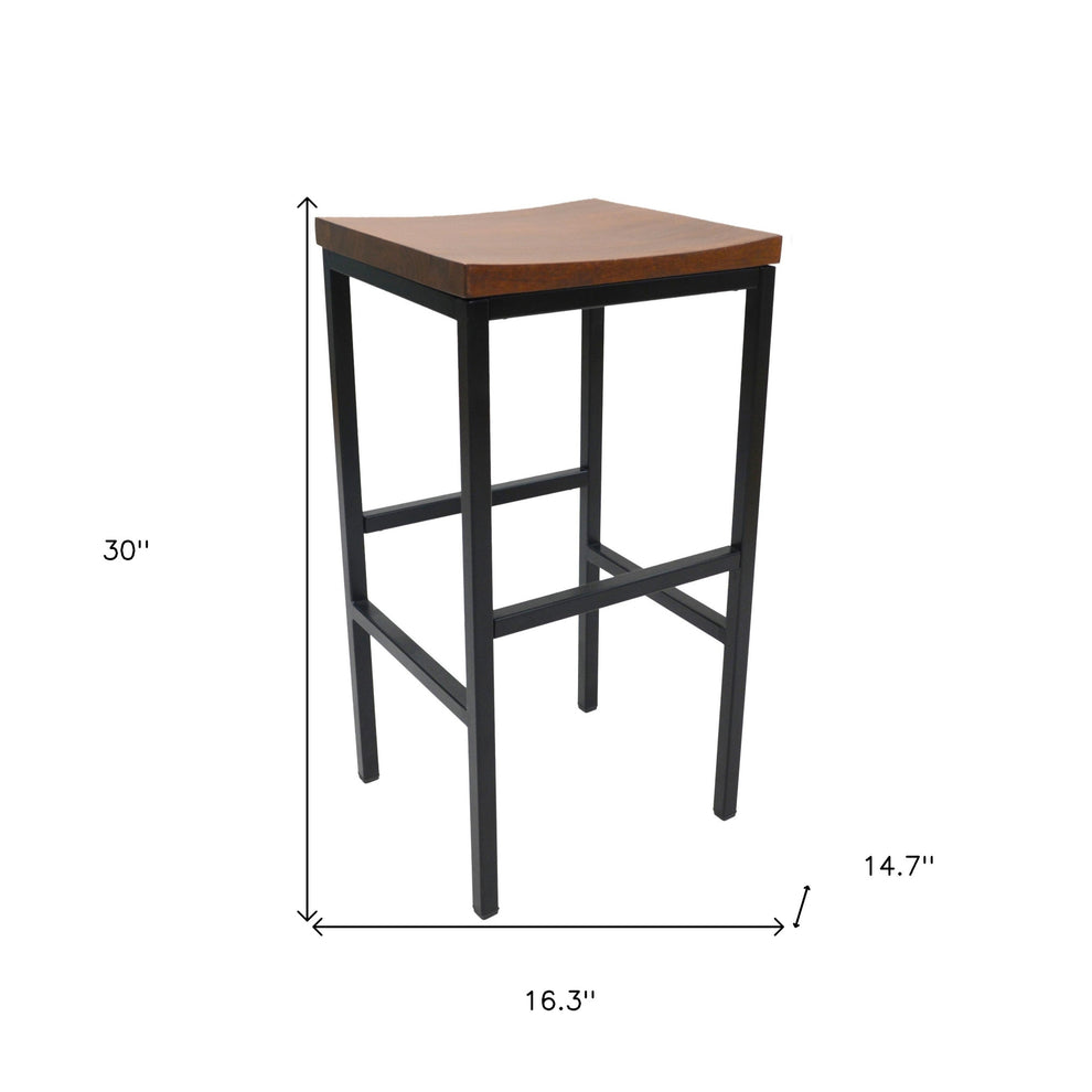 30" Chestnut Steel Swivel Backless Bar Height Chair With Footrest By Homeroots | Bar Stools | Modishstore - 5