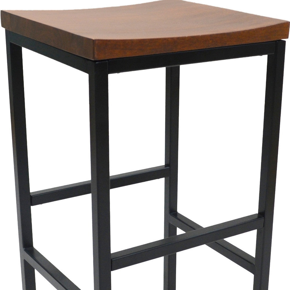 30" Chestnut Steel Swivel Backless Bar Height Chair With Footrest By Homeroots | Bar Stools | Modishstore - 4