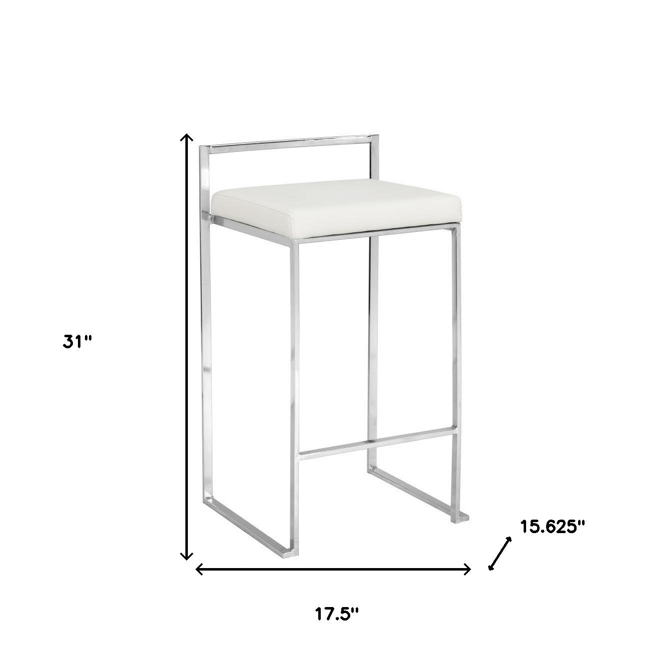 31" White Faux Leather And Solid Wood Low Back Bar Height Chair With Footrest By Homeroots | Bar Stools | Modishstore - 5