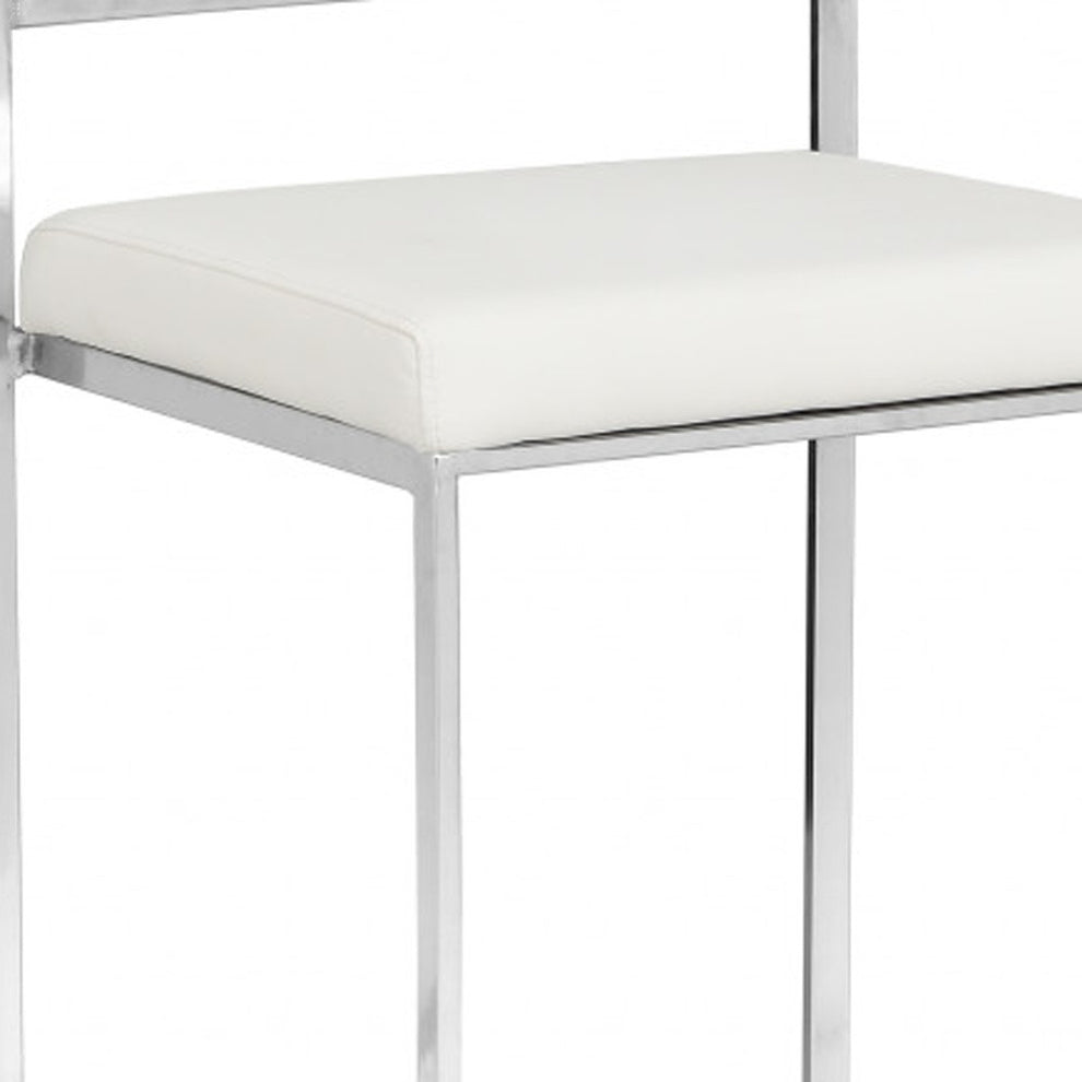31" White Faux Leather And Solid Wood Low Back Bar Height Chair With Footrest By Homeroots | Bar Stools | Modishstore - 3