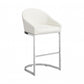 35" White Faux Leather And Steel Low Back Bar Height Chair With Footrest By Homeroots