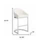 35" White Faux Leather And Steel Low Back Bar Height Chair With Footrest By Homeroots | Bar Stools | Modishstore - 5