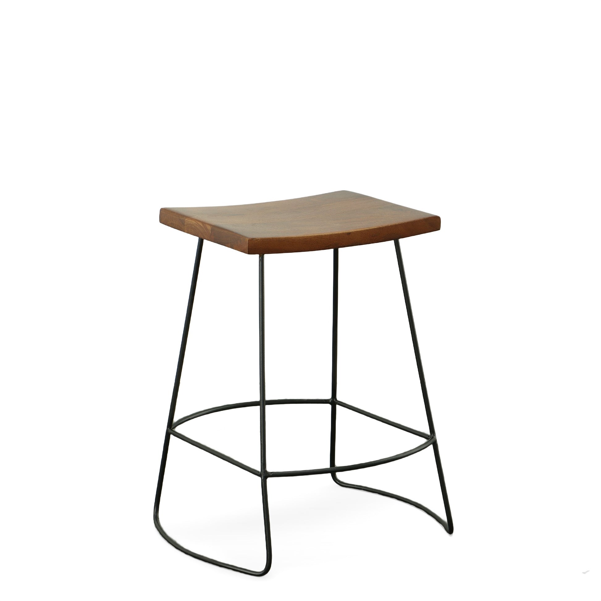 Set Of Two 25" Chestnut And Black Steel Backless Counter Height Bar Chairs With Footrest By Homeroots | Bar Stools | Modishstore
