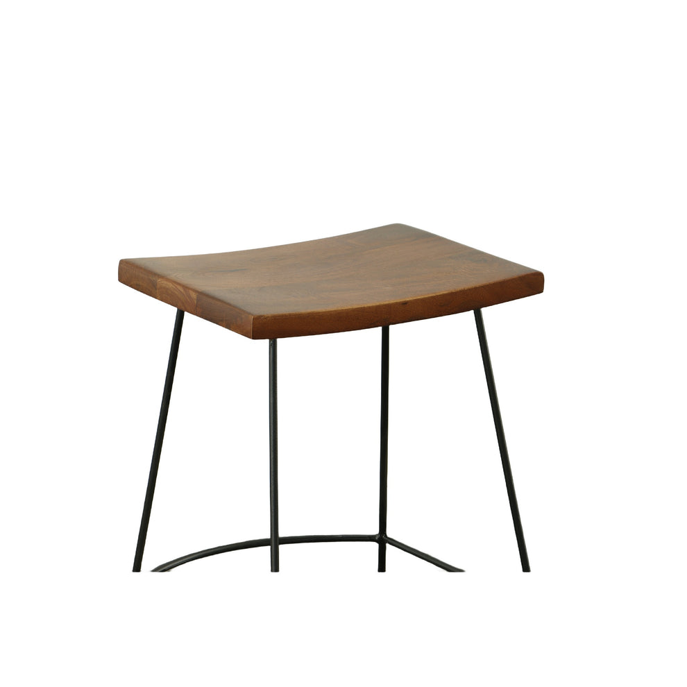 Set Of Two 25" Chestnut And Black Steel Backless Counter Height Bar Chairs With Footrest By Homeroots | Bar Stools | Modishstore - 3
