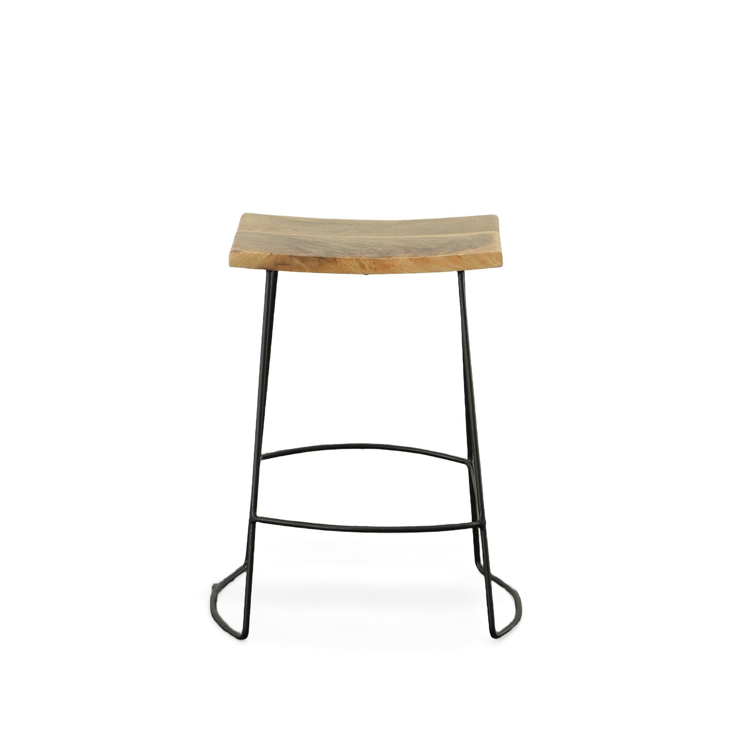 Set Of Two 25" Natural And Black Steel Backless Counter Height Bar Chairs With Footrest By Homeroots | Bar Stools | Modishstore - 2