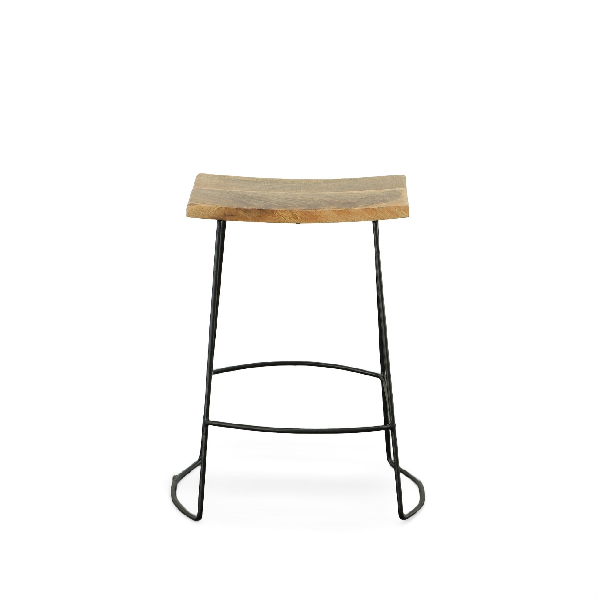 Set Of Two 25" Natural And Black Steel Backless Counter Height Bar Chairs With Footrest By Homeroots | Bar Stools | Modishstore - 2