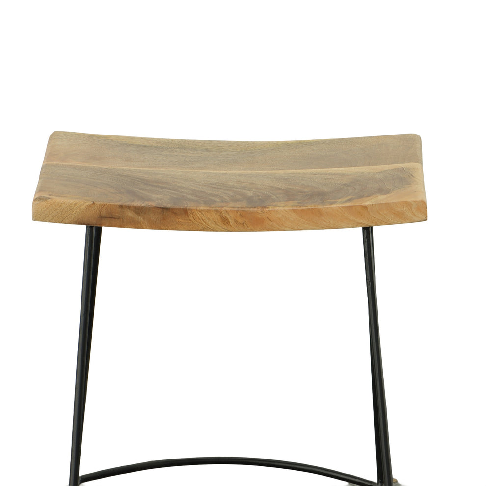 Set Of Two 25" Natural And Black Steel Backless Counter Height Bar Chairs With Footrest By Homeroots | Bar Stools | Modishstore - 6