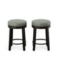 Set Of Two 24" Gray And Espresso Faux Leather And Solid Wood Swivel Backless Counter Height Bar Chairs With Footrest By Homeroots | Bar Stools | Modishstore - 4
