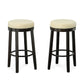 Set Of Two 30" Cream And Espresso Faux Leather And Solid Wood Swivel Backless Bar Height Bar Chairs With Footrest By Homeroots | Bar Stools | Modishstore - 4