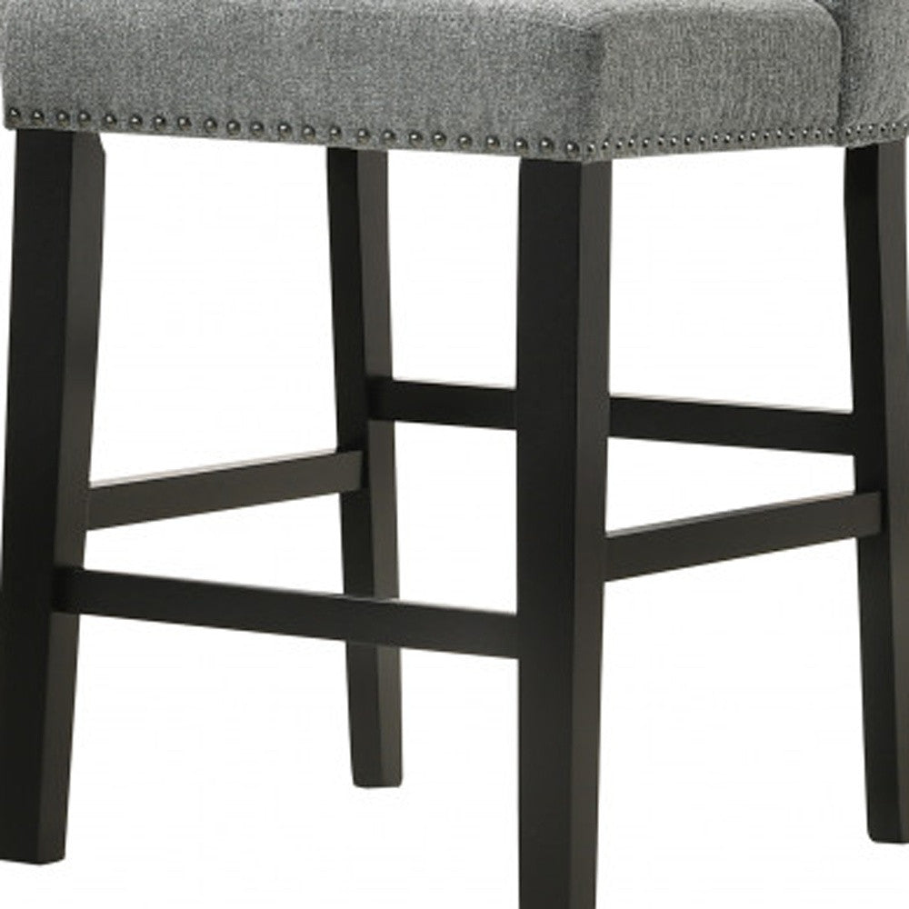 Set Of Two 42" Charcoal And Espresso Solid Wood Bar Chairs With Footrest By Homeroots