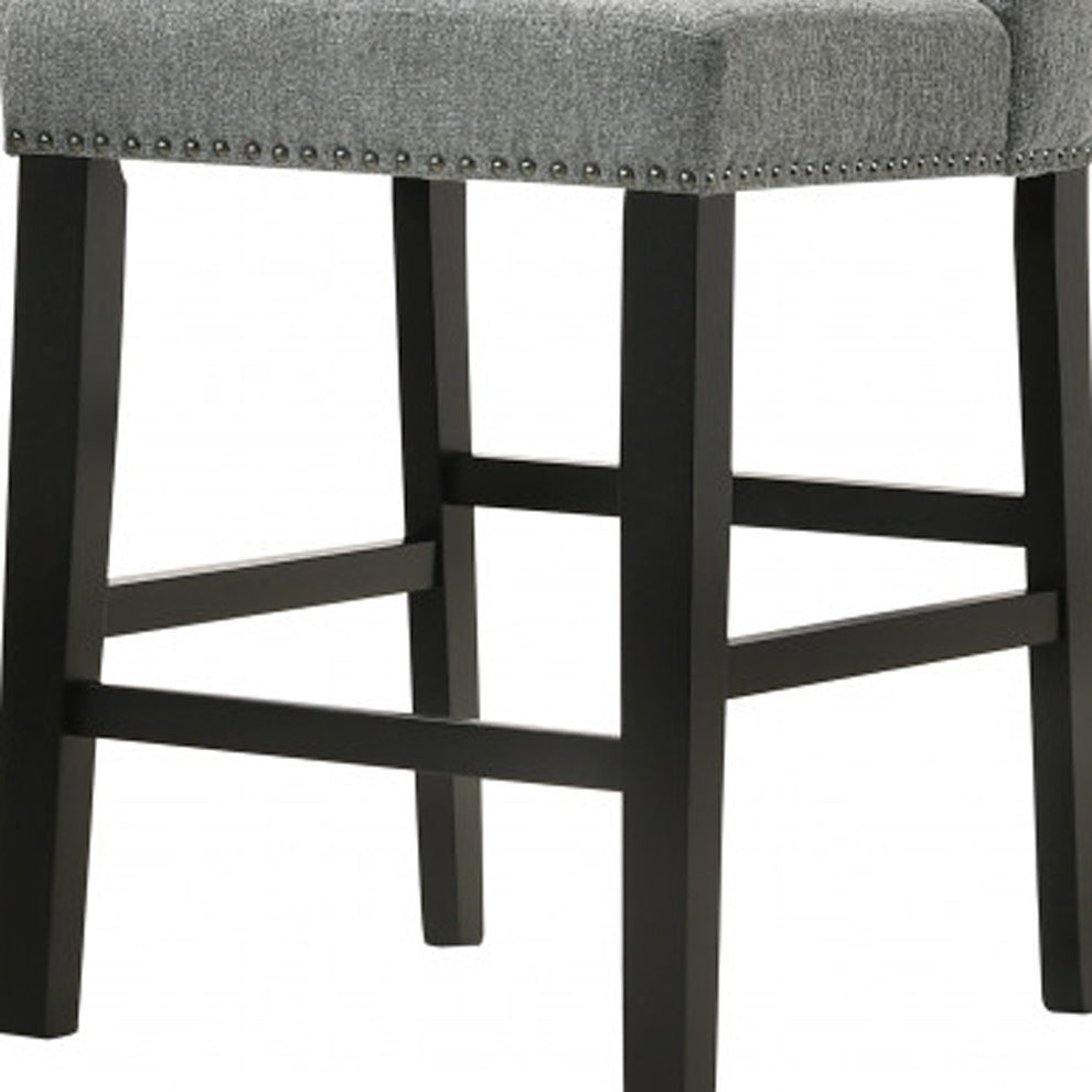 Set Of Two 42" Charcoal And Espresso Solid Wood Bar Chairs With Footrest By Homeroots | Bar Stools | Modishstore - 5