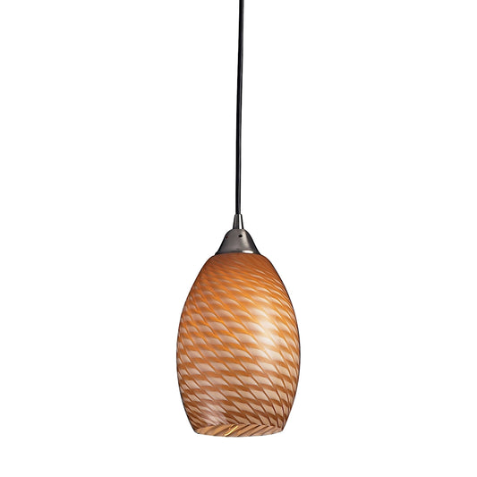 Mulinello 1-Light Mini Pendant in Satin Nickel with Coco Glass ELK Lighting | Pendant Lamps | Modishstore