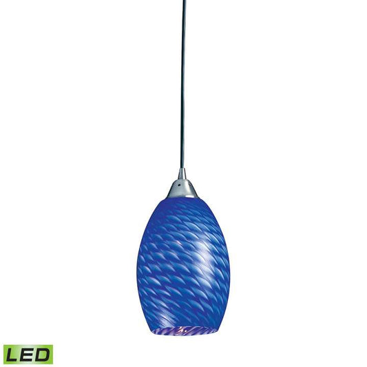 Mulinello 1-Light Mini Pendant in Satin Nickel with Sapphire Glass - Includes LED Bulb | Pendant Lamps | Modishstore