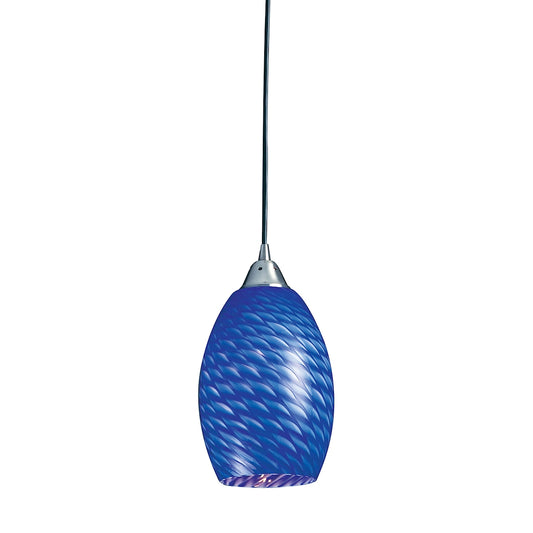 Mulinello 1-Light Mini Pendant in Satin Nickel with Sapphire Glass ELK Lighting | Pendant Lamps | Modishstore