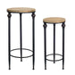 Set Of Two 12" Black And Brown Solid Wood Round End Tables By Homeroots