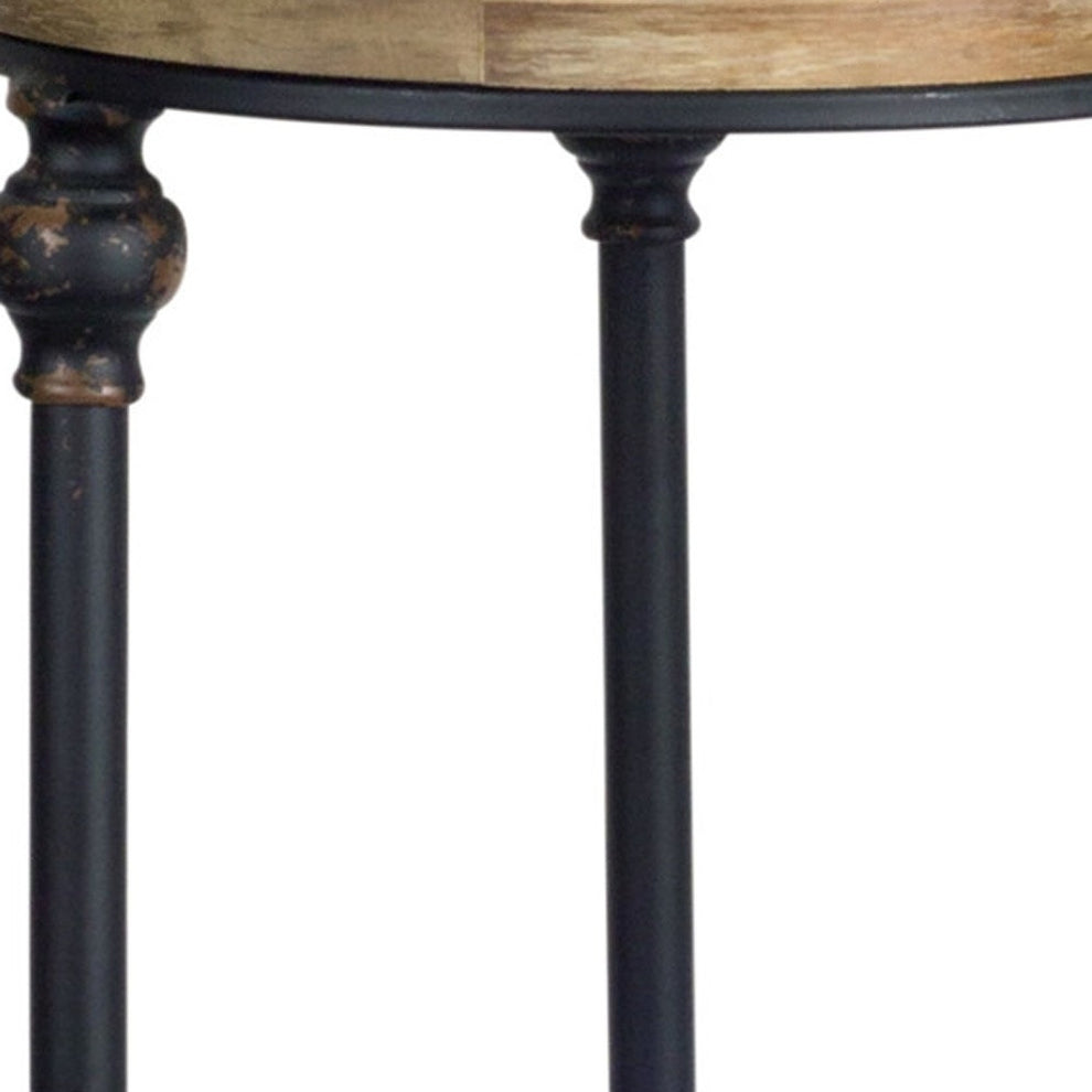 Set Of Two 12" Black And Brown Solid Wood Round End Tables By Homeroots | End Tables | Modishstore - 6