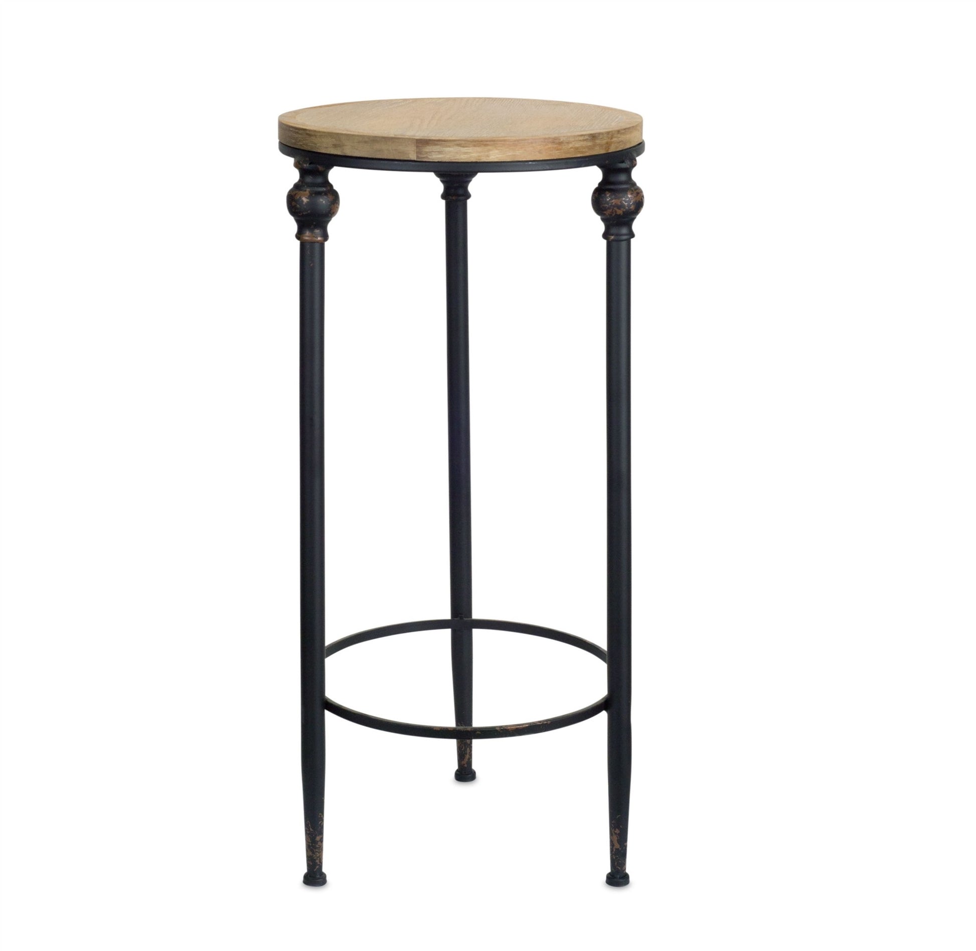 Set Of Two 12" Black And Brown Solid Wood Round End Tables By Homeroots | End Tables | Modishstore