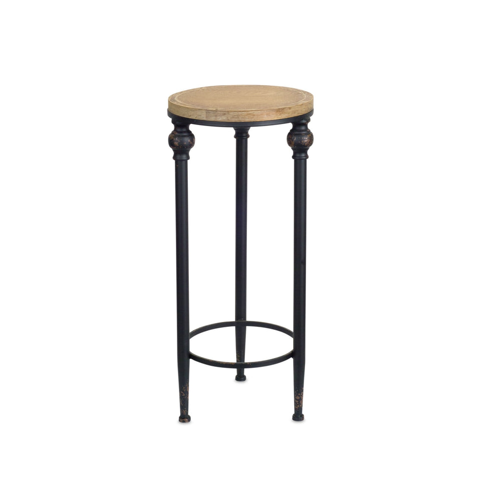Set Of Two 12" Black And Brown Solid Wood Round End Tables By Homeroots | End Tables | Modishstore - 2