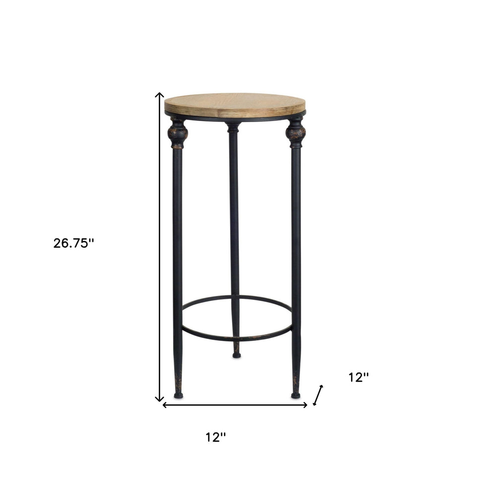 Set Of Two 12" Black And Brown Solid Wood Round End Tables By Homeroots | End Tables | Modishstore - 8