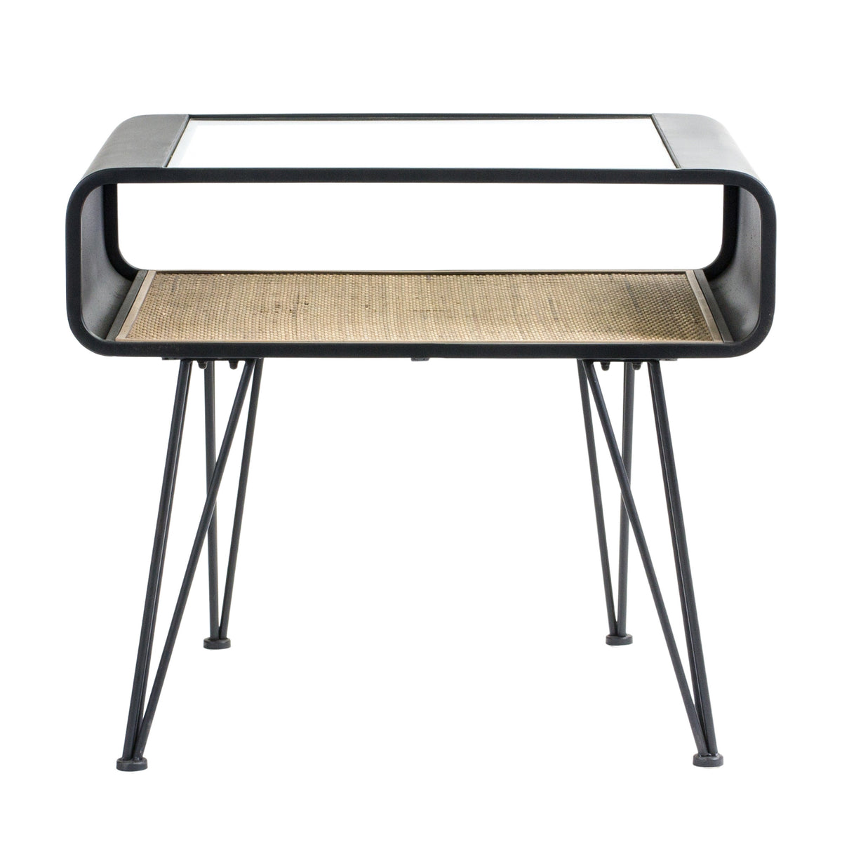 21" Black Metal and Glass End Table With Shelf By Homeroots | End Tables | Modishstore